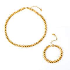 18K Gold-Plated Copper-Base Necklace & Bracelet