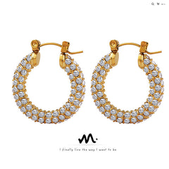 Stone-Set Multi-Row Hoop Earrings