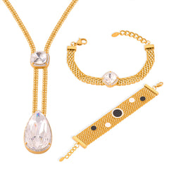Stone-Accent Mesh Bracelet or Teardrop Lariat Necklace