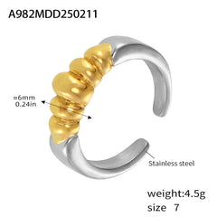 18K Gold-Plated Sculptural Ridged Open Ring