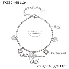 Heart Charm Necklace, Bracelet, Anklet or Earrings
