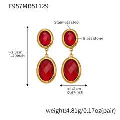 Faceted Oval Glass Drop Earrings