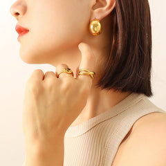 18K Gold-Plated Rounded Hollow Hoop Earrings