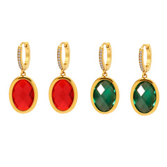 Faceted Oval Czech Glass Drop Earrings