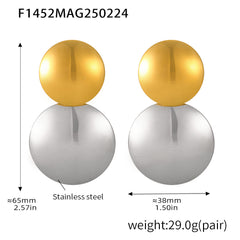 Polished Double-Disc Stainless Steel Earrings