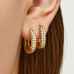 Cubic Zirconia U-Shaped Hoop Earrings
