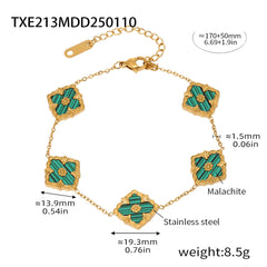 18K Gold-Plated Floral Inlay Necklace, Bracelet or Earrings