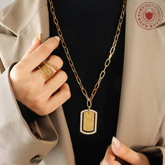 Sparkling Border Tag Long Necklace
