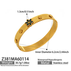 Floral Glass and Cubic Zirconia Clasp Bangles