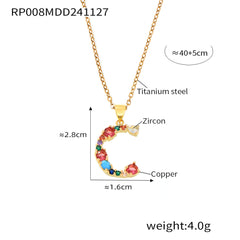 Color Cubic Zirconia Initial Pendant Charm