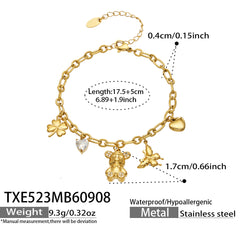 Bear and Multi-Charm Cubic Zirconia Jewelry