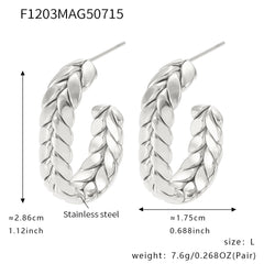 Woven Texture Two-Tone Hoop Earrings