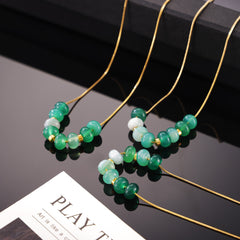 Green Agate Bead Snake Chain Necklace