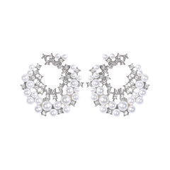 Marielle Pearl Pavé Round Stud Earrings