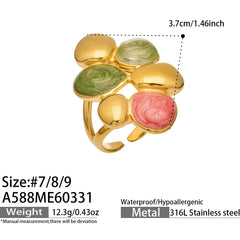 Gold-Tone Colorful Enamel Statement Rings