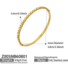 Cubic Zirconia Geometric Clasp Bangle Bracelets