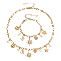 Celestial Charm Necklace and Bracelet