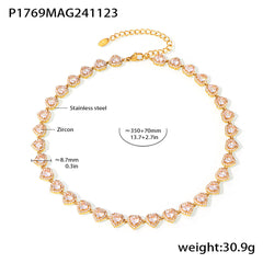 Heart & Round Cubic Zirconia Necklace & Bracelet
