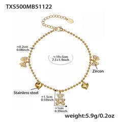 Bear & Heart Charm Necklace, Bracelet, Anklet & Earrings
