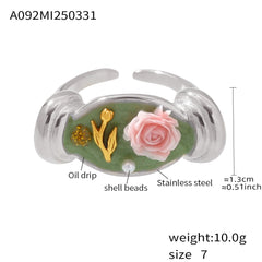 Rose Enamel and Freshwater Pearl Ring Designs