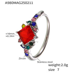 Square Cubic Zirconia Accent Ring
