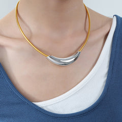 Sculptural Curved Stainless Steel Collar Necklace