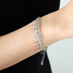 18K Gold-Plated Leaf Fringe Chain Bracelet
