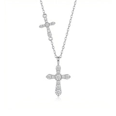 Camille Dainty Pavé Cross Necklace