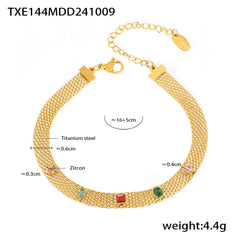 Colorful Cubic Zirconia Mesh Necklace & Bracelet