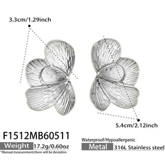 Textured Leaf Statement Stud Earrings