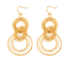 Gold-Tone Layered Circle Drop Earrings