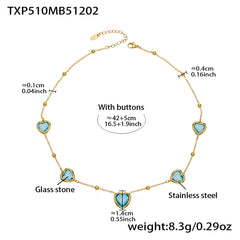 18K Gold-Plated Faceted Glass Heart Jewelry