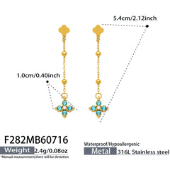 18K Gold-Plated Clover Cubic Zirconia Drop Earrings