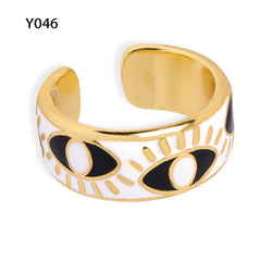 Gold-Tone Enamel Eye Open Ring