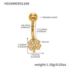 Cubic Zirconia Heart and Ball Navel Jewelry