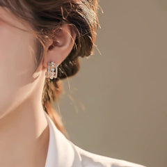 Nicolette Vintage-Inspired Pearl Pavé Stud Earrings