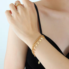 18K Gold-Plated Leaf Fringe Chain Bracelet