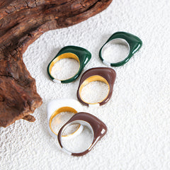 18K Gold-Plated Colored Enamel Open Ring