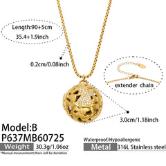 18K Gold-Plated Sparkling Ball Pendant Necklace