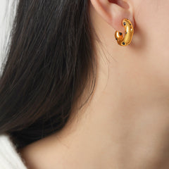 Cubic Zirconia and Pearl-Look Hoop Earrings