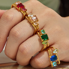 Cubic Zirconia Three-Row Statement Ring