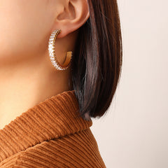 18K Gold-Plated Cubic Zirconia Hoop Earrings