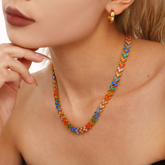 18K Gold-Plated Cubic Zirconia Geometric Necklace