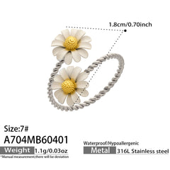 Colorful Flower Open Statement Rings