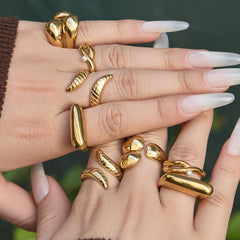 Sculptural Curved Stainless Steel Ring Designs