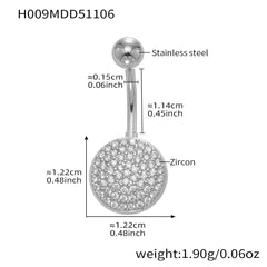 Cubic Zirconia Heart and Ball Navel Jewelry