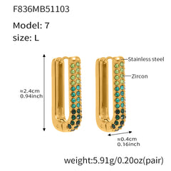 18K Gold-Plated Colored Cubic Zirconia U-Hoops
