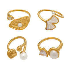 Pearl-Look & Cubic Zirconia Open Rings