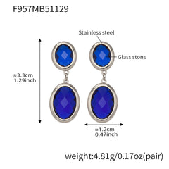 Faceted Oval Glass Drop Earrings