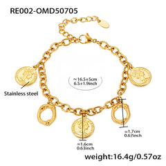 Gold-Tone Initial and Coin Charm Bracelet